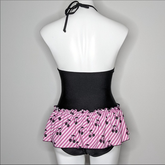 Bettie Paige one piece bathing suit, cherries, ruffled skirt - pin up - retro - Picture 6 of 8